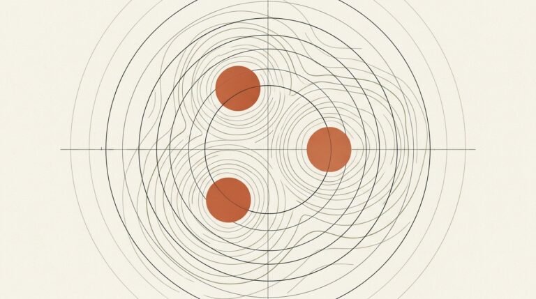 Abstract editorial illustration representing Google Business Profile proximity mapping and Local 3-Pack nodes