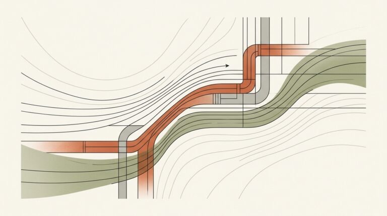 Thermodynamic airflow isobars and ventilation conduit dynamics illustration in Claude editorial style